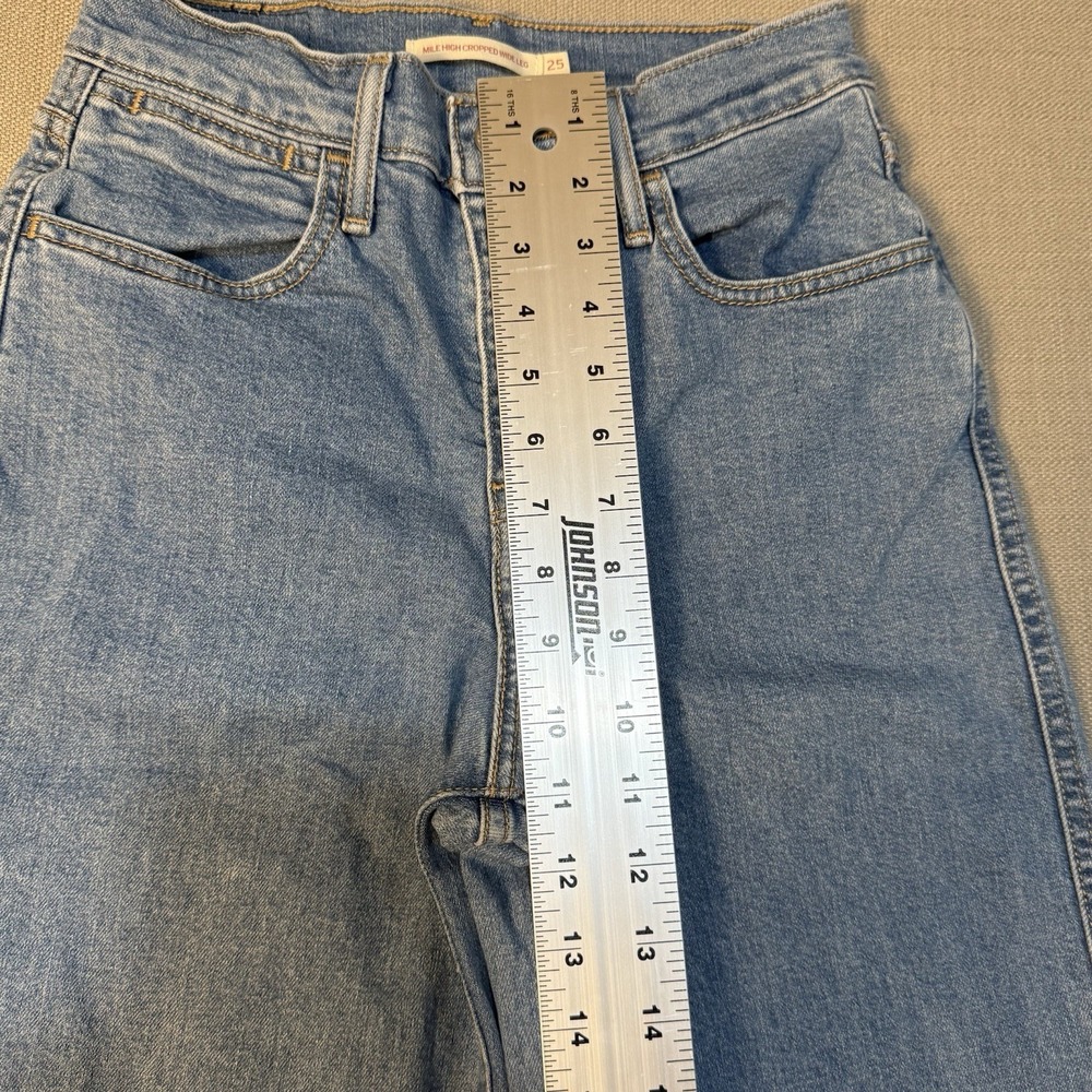 Levi's Mile High Wide Leg Cropped Jeans Womens Size 25 Blue Button Fly Preppy - Picture 8 of 10